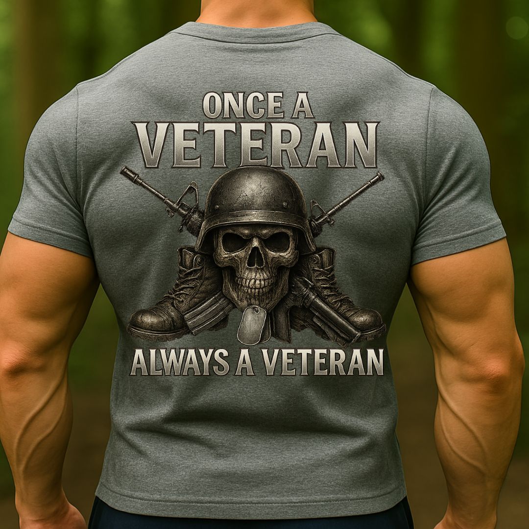 Once a Veteran Always a Veteran Skull Military T-Shirt