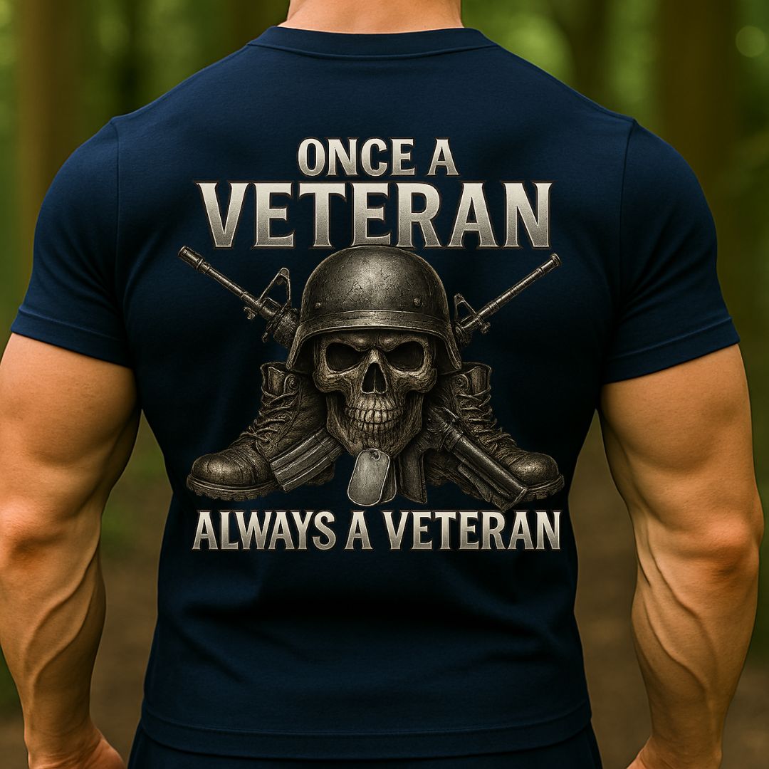 Once a Veteran Always a Veteran Skull Military T-Shirt