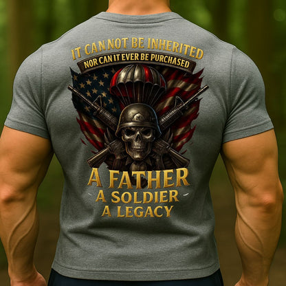 Military Dad T-Shirt – A Father A Soldier A Legacy | Veteran Skull Paratrooper Graphic Tee