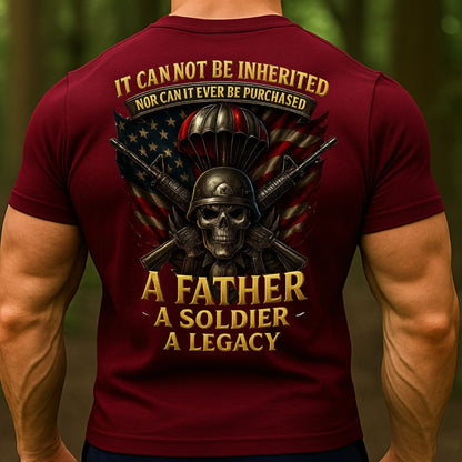 Military Dad T-Shirt – A Father A Soldier A Legacy | Veteran Skull Paratrooper Graphic Tee