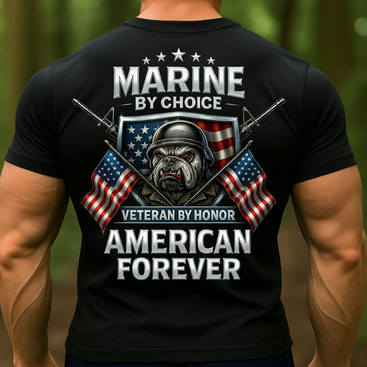 Marine Corps Veteran T-Shirt – Bulldog American Flag Patriotic USMC Shirt for Proud Veterans