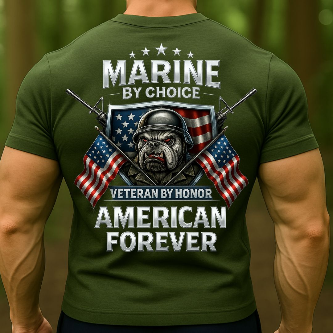 Marine Corps Veteran T-Shirt – Bulldog American Flag Patriotic USMC Shirt for Proud Veterans