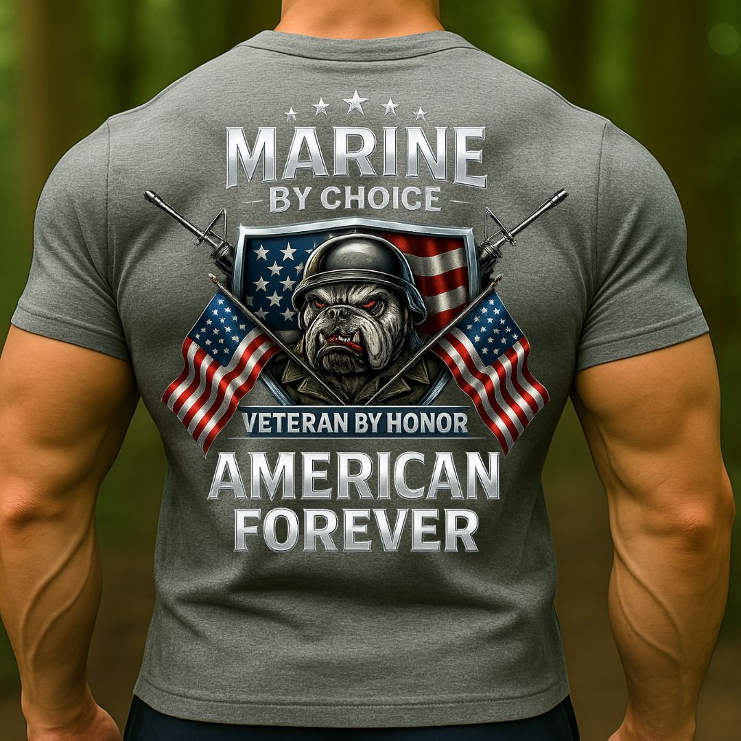 Marine Corps Veteran T-Shirt – Bulldog American Flag Patriotic USMC Shirt for Proud Veterans