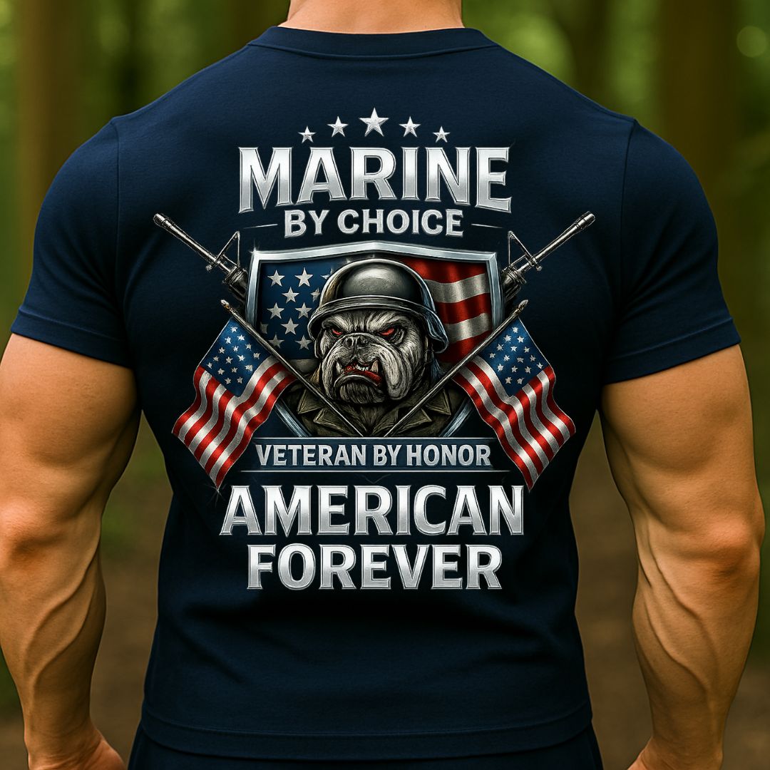 Marine Corps Veteran T-Shirt – Bulldog American Flag Patriotic USMC Shirt for Proud Veterans