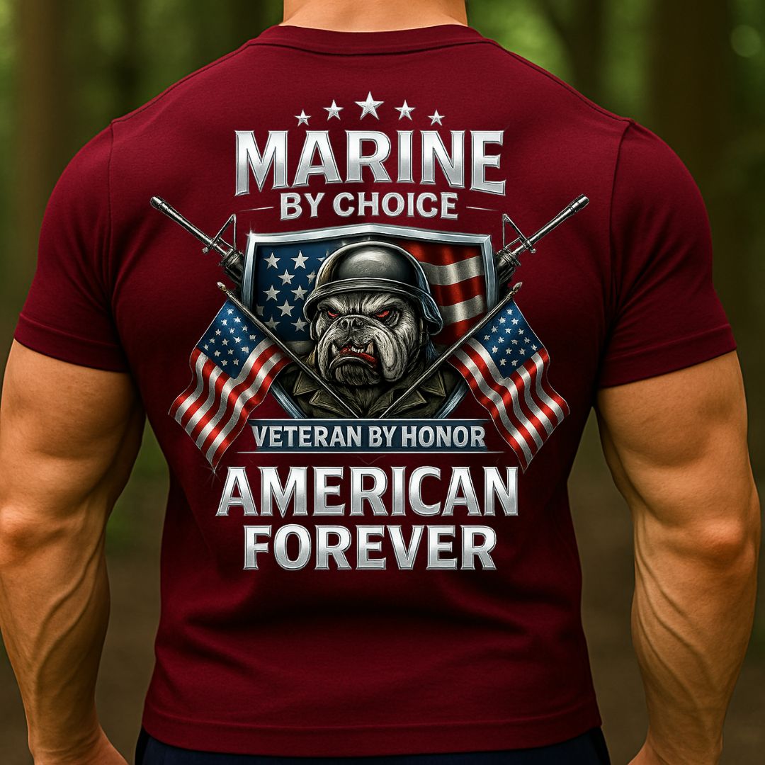Marine Corps Veteran T-Shirt – Bulldog American Flag Patriotic USMC Shirt for Proud Veterans
