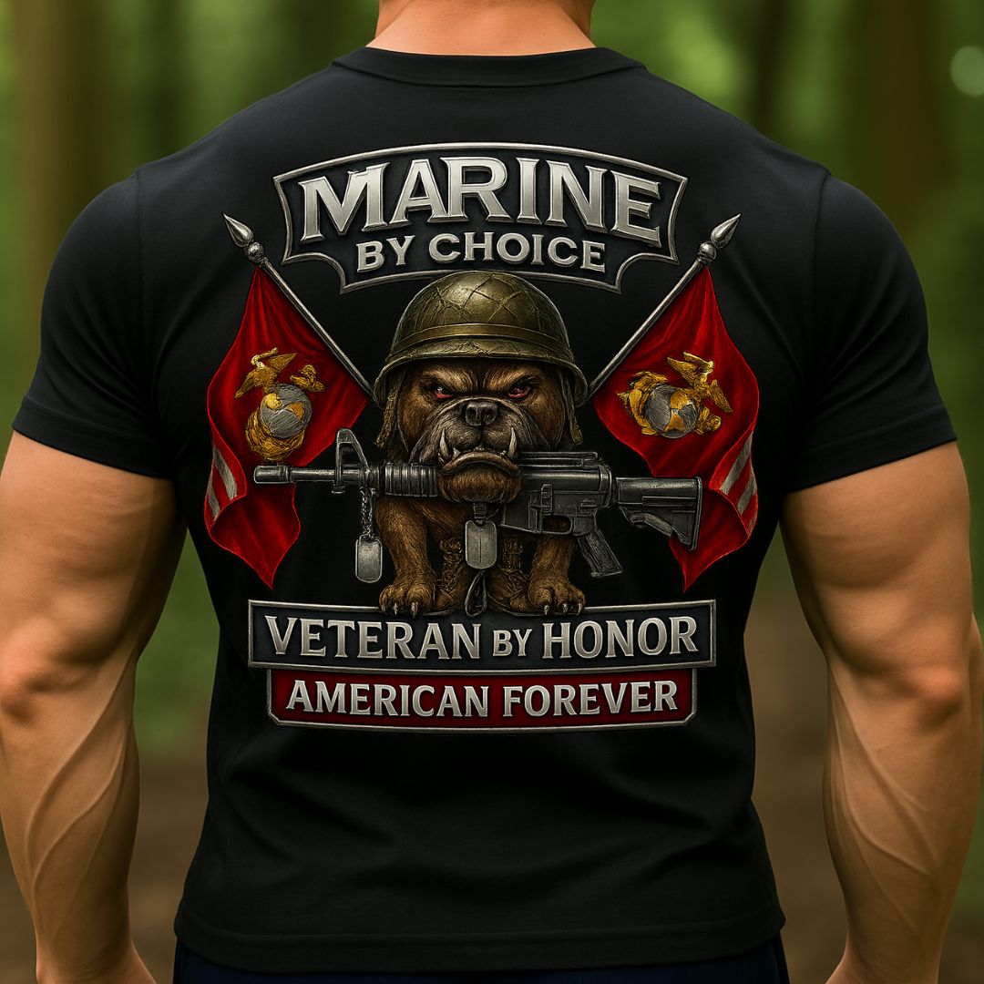 USMC Marine Corps Veteran T-Shirt – Bulldog American Flag Patriotic Marine Shirt for Proud Veterans