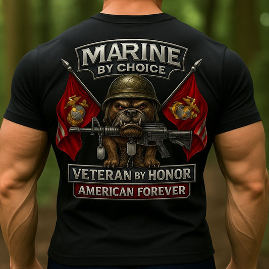 USMC Marine Corps Veteran T-Shirt – Bulldog American Flag Patriotic Marine Shirt for Proud Veterans
