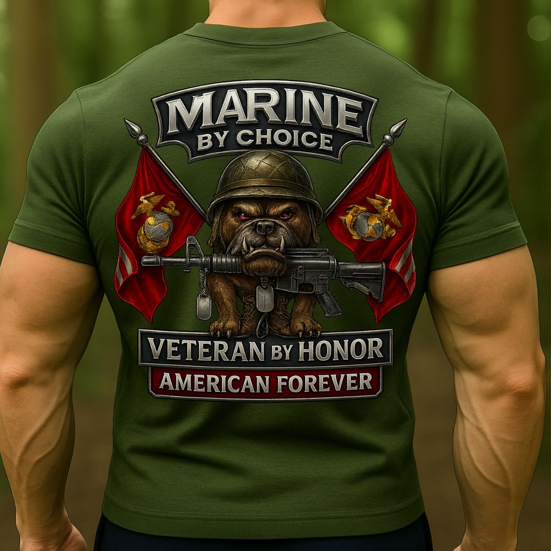 USMC Marine Corps Veteran T-Shirt – Bulldog American Flag Patriotic Marine Shirt for Proud Veterans