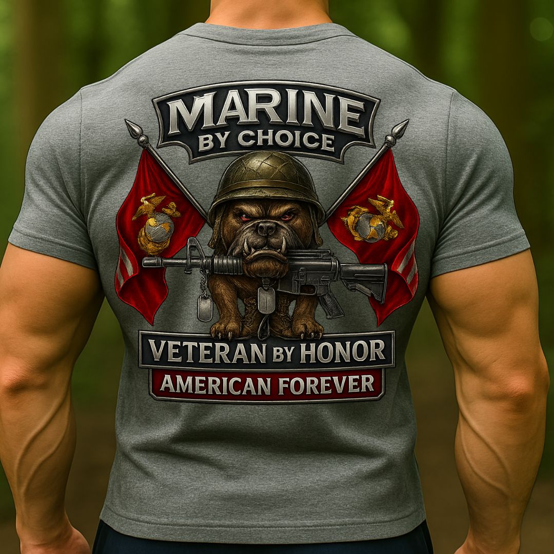 USMC Marine Corps Veteran T-Shirt – Bulldog American Flag Patriotic Marine Shirt for Proud Veterans