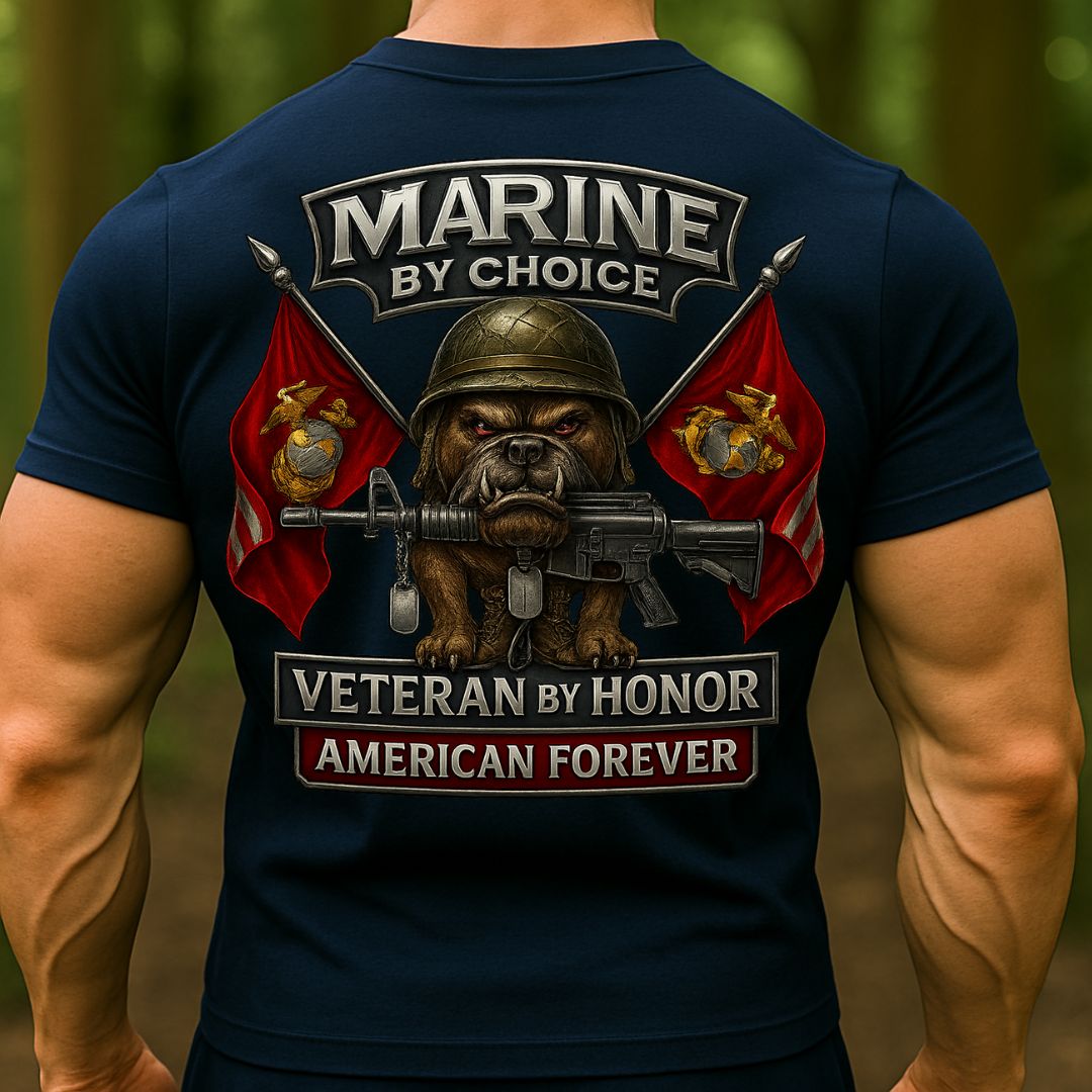 USMC Marine Corps Veteran T-Shirt – Bulldog American Flag Patriotic Marine Shirt for Proud Veterans