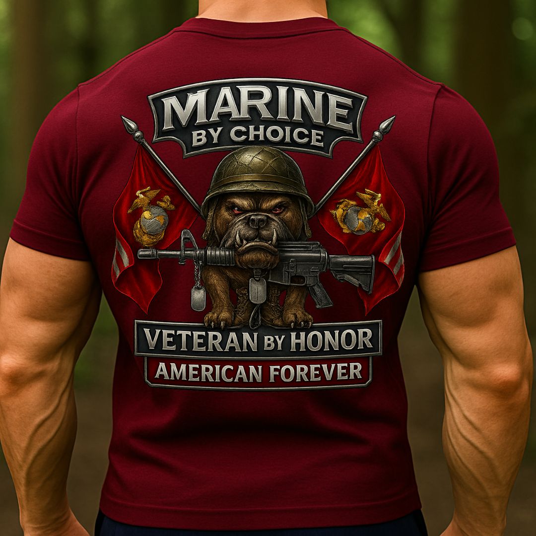 USMC Marine Corps Veteran T-Shirt – Bulldog American Flag Patriotic Marine Shirt for Proud Veterans