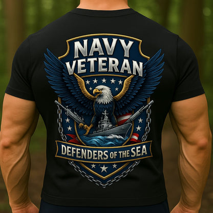 Navy Veteran T-Shirt – Defenders of the Sea | U.S. Navy Military Pride Tee