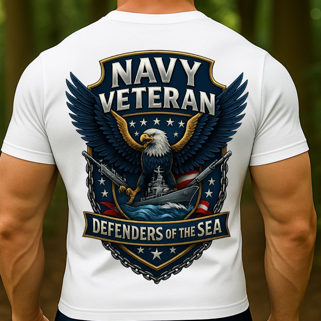 Navy Veteran T-Shirt – Defenders of the Sea | U.S. Navy Military Pride Tee