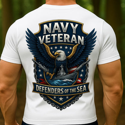 Navy Veteran T-Shirt – Defenders of the Sea | U.S. Navy Military Pride Tee