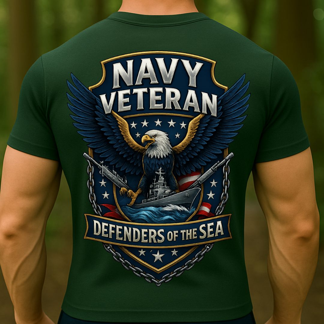 Navy Veteran T-Shirt – Defenders of the Sea | U.S. Navy Military Pride Tee