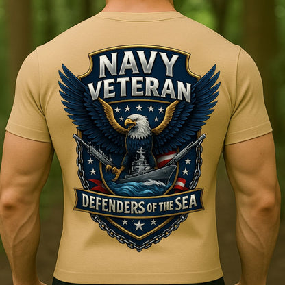 Navy Veteran T-Shirt – Defenders of the Sea | U.S. Navy Military Pride Tee