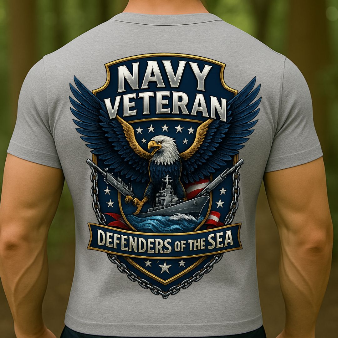 Navy Veteran T-Shirt – Defenders of the Sea | U.S. Navy Military Pride Tee