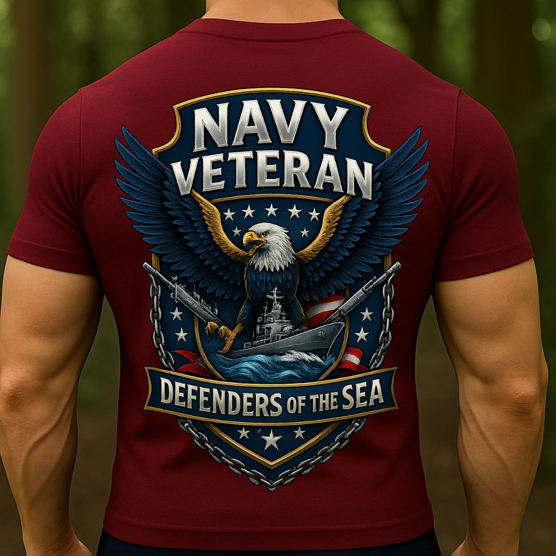 Navy Veteran T-Shirt – Defenders of the Sea | U.S. Navy Military Pride Tee