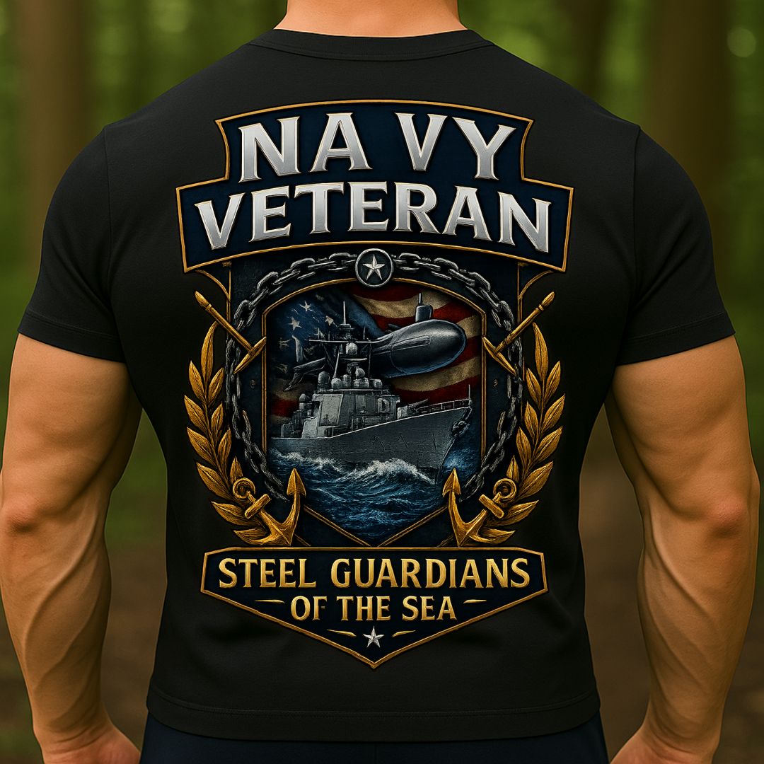 Navy Veteran T-Shirt – Steel Guardians of the Sea Design | US Navy Military Warship & Submarine Tee