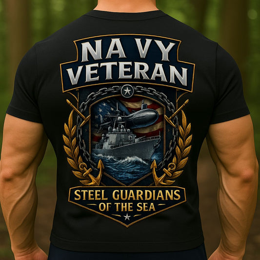 Navy Veteran T-Shirt – Steel Guardians of the Sea Design | US Navy Military Warship & Submarine Tee