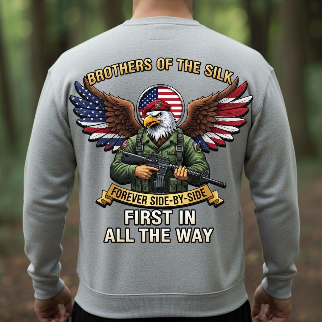Airborne Brothers of the Silk Shirt – Forever Side by Side Military Pride Tee