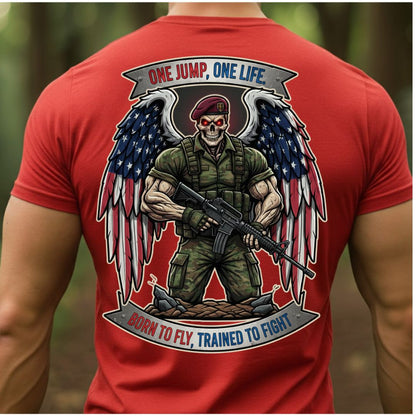 Airborne Paratrooper Veteran T-Shirt – One Jump One Life | Born to Fly Trained to Fight Military Tee
