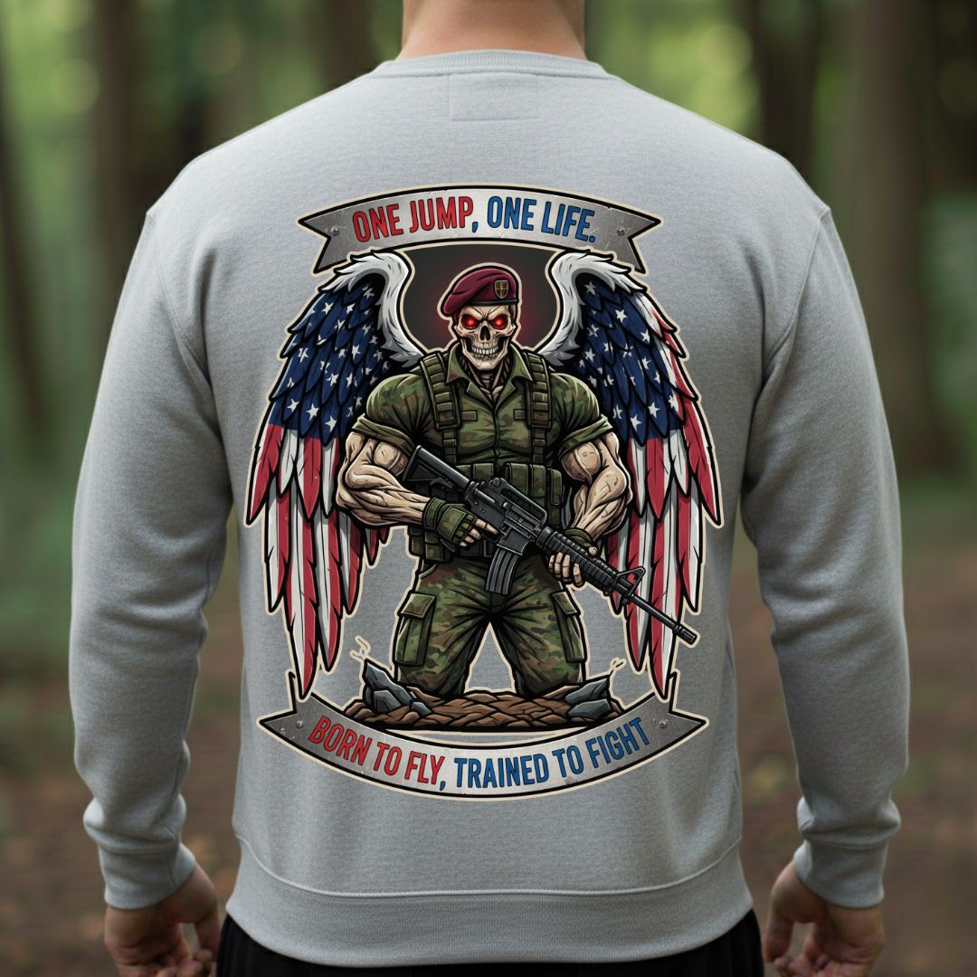 Airborne Paratrooper Veteran T-Shirt – One Jump One Life | Born to Fly Trained to Fight Military Tee