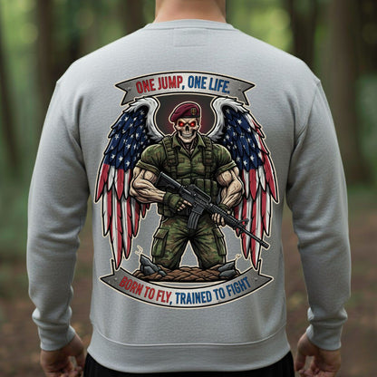 Airborne Paratrooper Veteran T-Shirt – One Jump One Life | Born to Fly Trained to Fight Military Tee