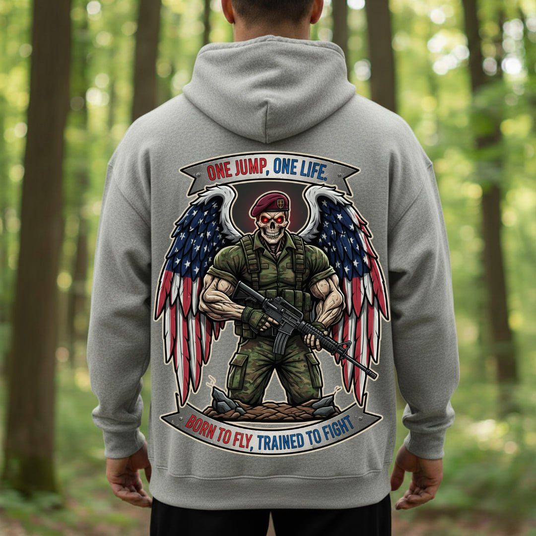 Airborne Paratrooper Veteran T-Shirt – One Jump One Life | Born to Fly Trained to Fight Military Tee