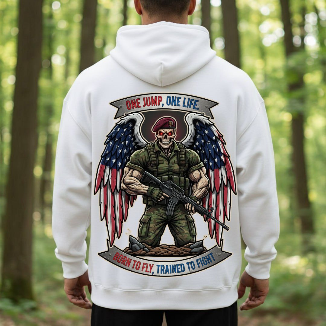 Airborne Paratrooper Veteran T-Shirt – One Jump One Life | Born to Fly Trained to Fight Military Tee