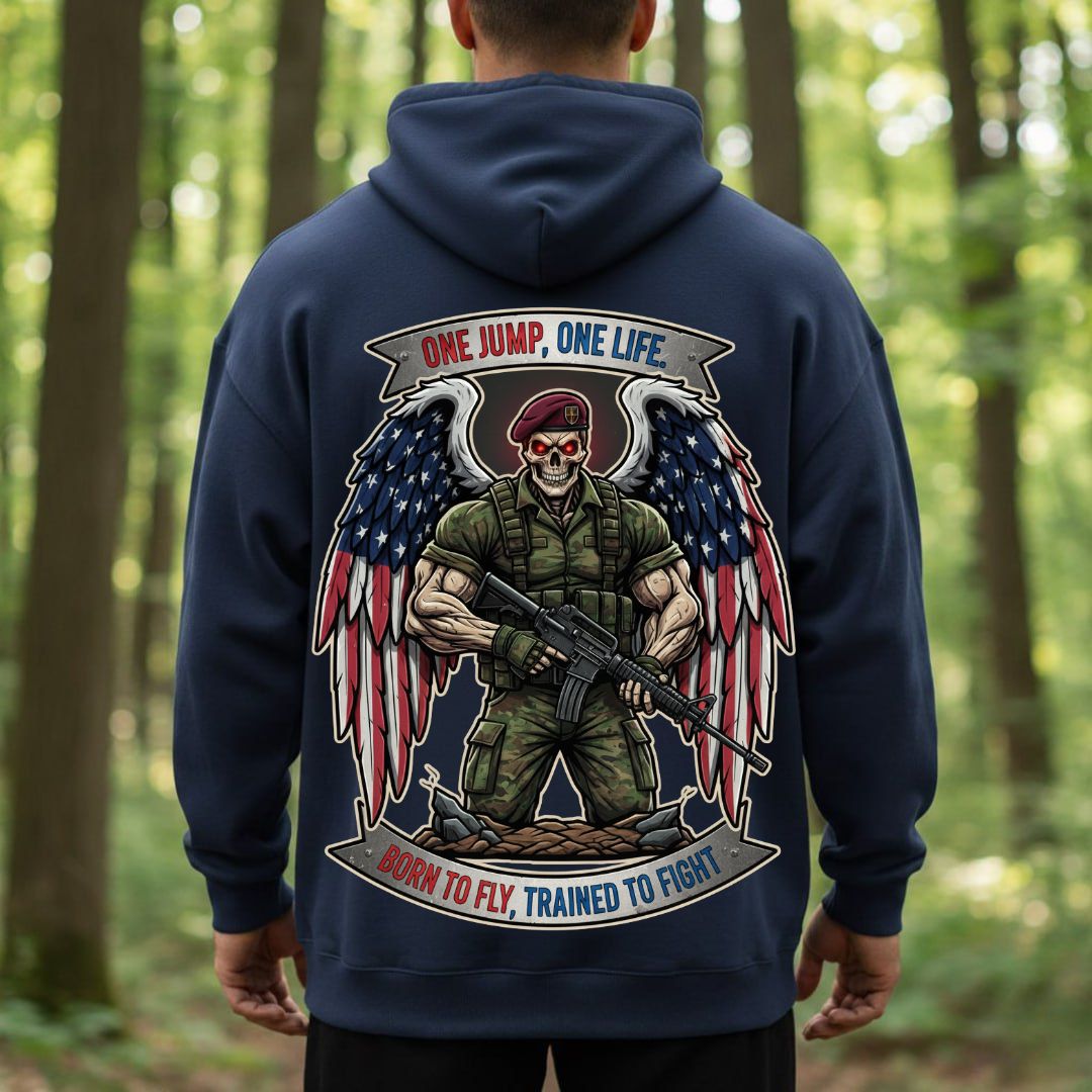 Airborne Paratrooper Veteran T-Shirt – One Jump One Life | Born to Fly Trained to Fight Military Tee