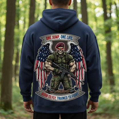 Airborne Paratrooper Veteran T-Shirt – One Jump One Life | Born to Fly Trained to Fight Military Tee