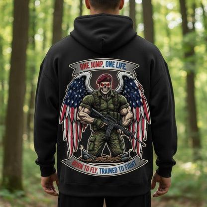 Airborne Paratrooper Veteran T-Shirt – One Jump One Life | Born to Fly Trained to Fight Military Tee