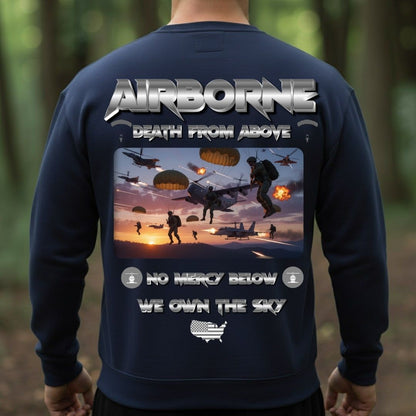 Airborne Veteran T-Shirt – Death From Above | No Mercy Below, We Own The Sky Military Paratrooper Tee