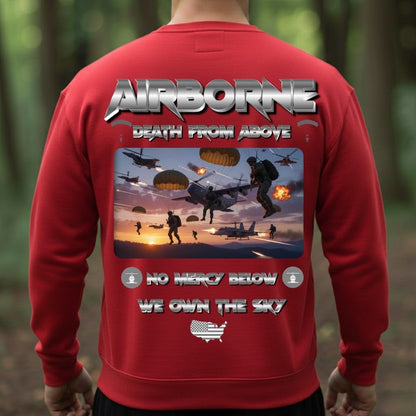 Airborne Veteran T-Shirt – Death From Above | No Mercy Below, We Own The Sky Military Paratrooper Tee