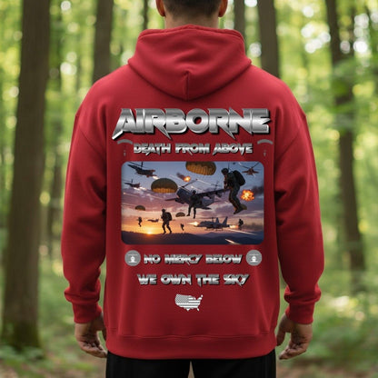 Airborne Veteran T-Shirt – Death From Above | No Mercy Below, We Own The Sky Military Paratrooper Tee