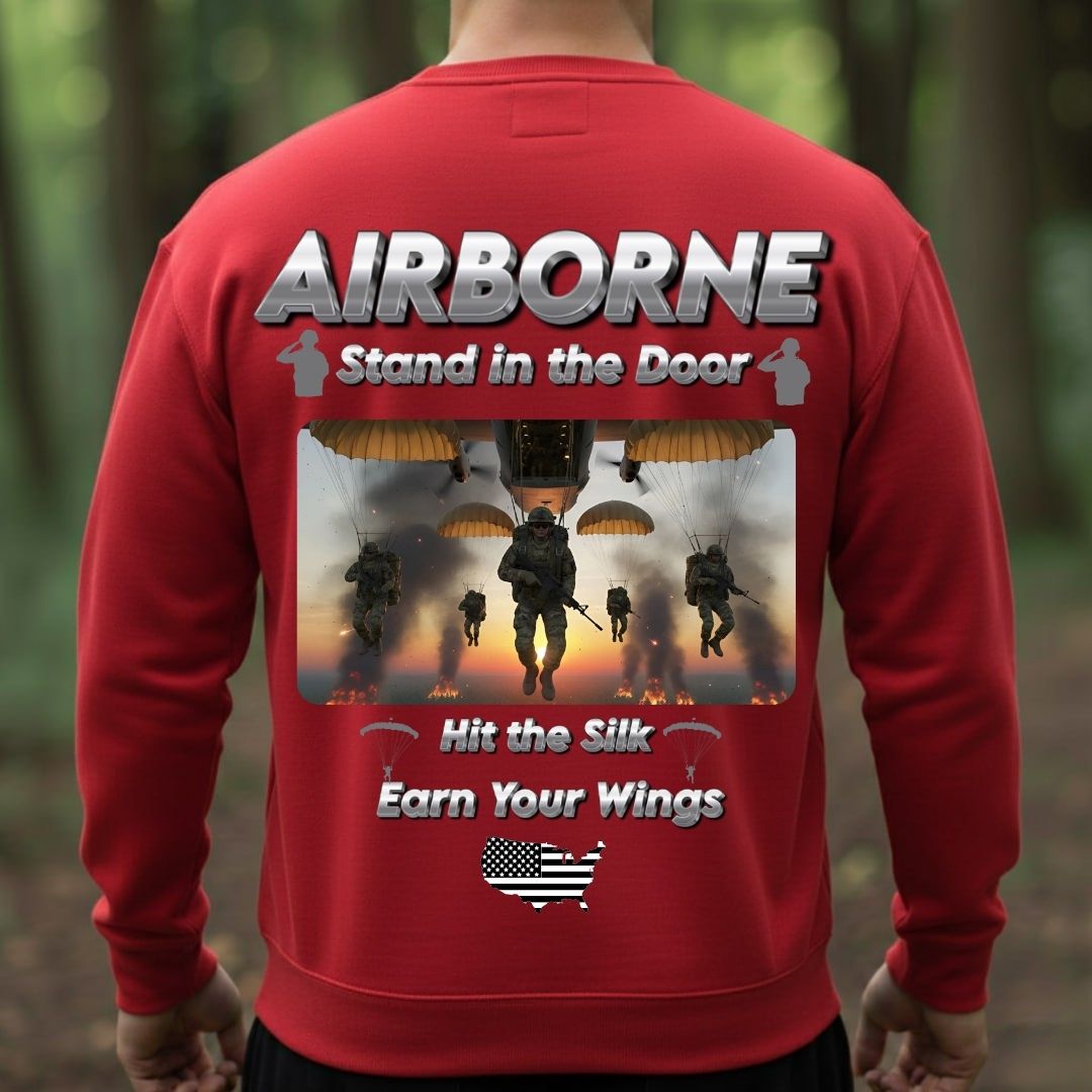 Airborne Veteran T-Shirt – Stand in the Door | Hit the Silk Earn Your Wings Military Paratrooper Tee