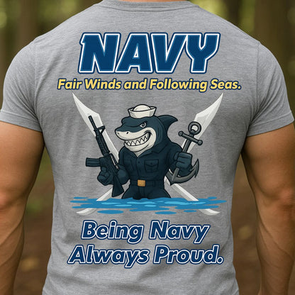 Navy Veteran T-Shirt – Fair Winds and Following Seas | Being Navy Always Proud Military Sailor Tee