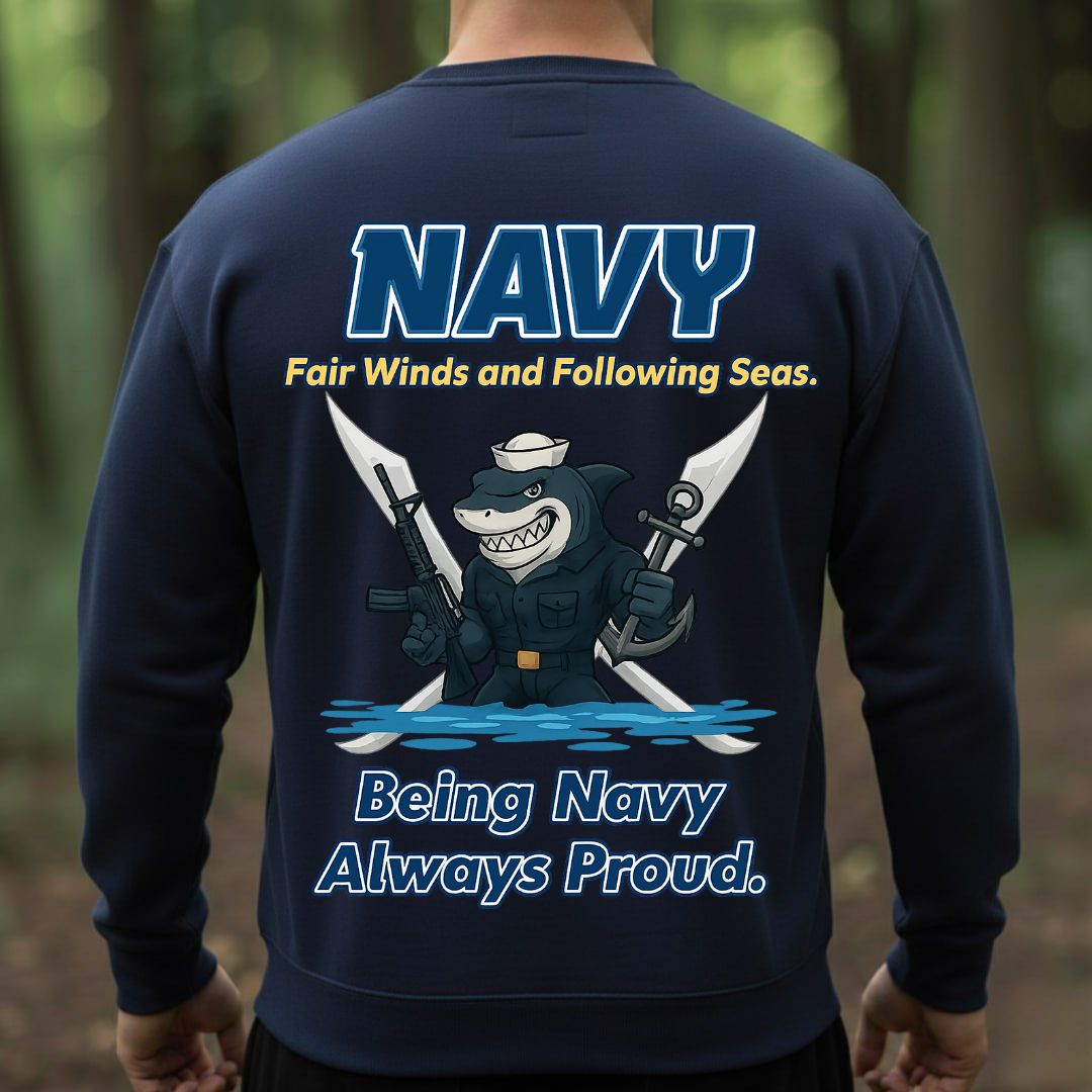 Navy Veteran T-Shirt – Fair Winds and Following Seas | Being Navy Always Proud Military Sailor Tee