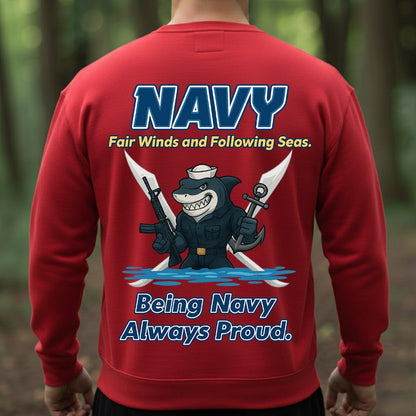 Navy Veteran T-Shirt – Fair Winds and Following Seas | Being Navy Always Proud Military Sailor Tee