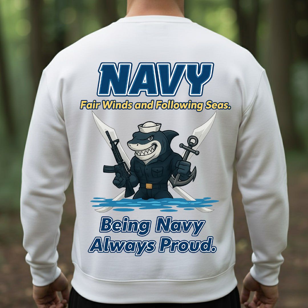 Navy Veteran T-Shirt – Fair Winds and Following Seas | Being Navy Always Proud Military Sailor Tee