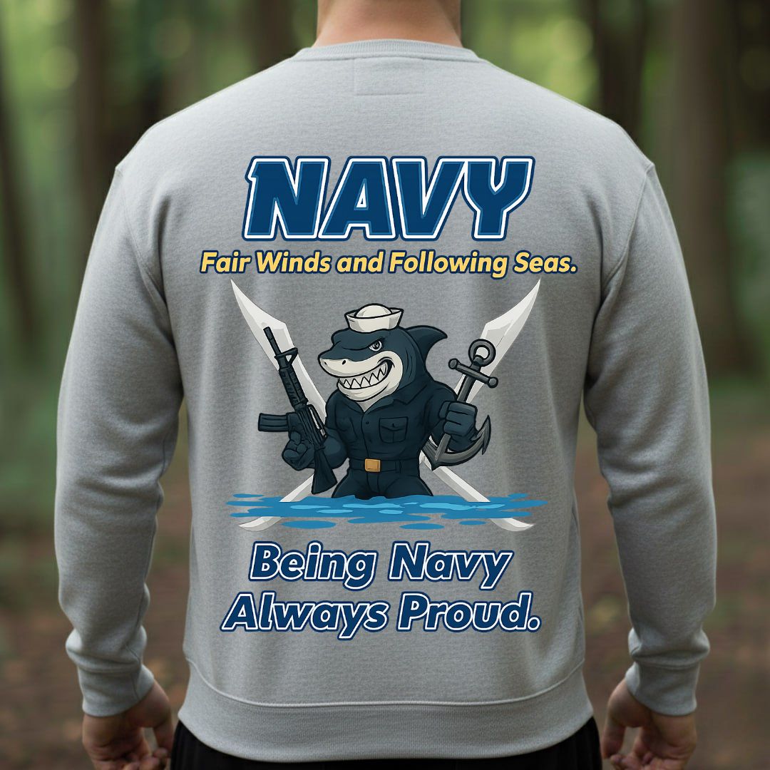 Navy Veteran T-Shirt – Fair Winds and Following Seas | Being Navy Always Proud Military Sailor Tee