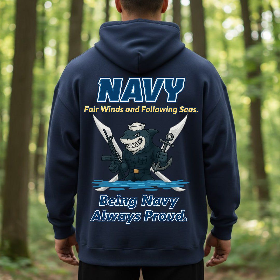 Navy Veteran T-Shirt – Fair Winds and Following Seas | Being Navy Always Proud Military Sailor Tee