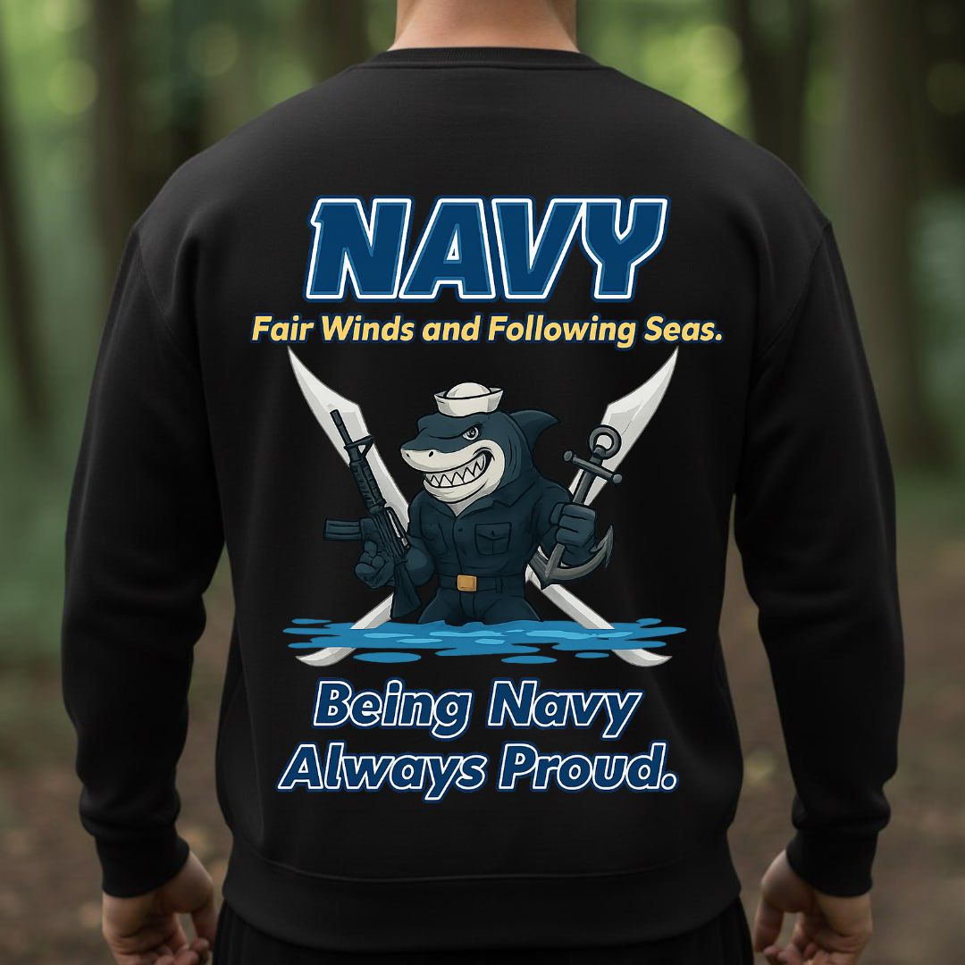 Navy Veteran T-Shirt – Fair Winds and Following Seas | Being Navy Always Proud Military Sailor Tee