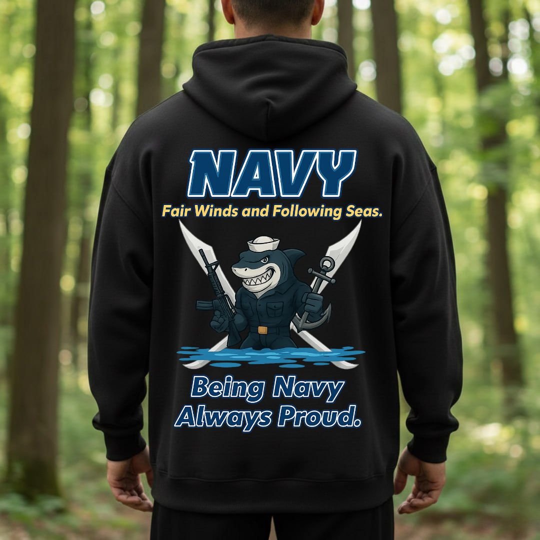 Navy Veteran T-Shirt – Fair Winds and Following Seas | Being Navy Always Proud Military Sailor Tee