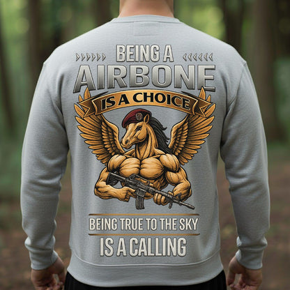 Airborne Paratrooper Veteran T-Shirt – Being a Airborne Is a Choice | Being True to the Sky Is a Calling Military Tee
