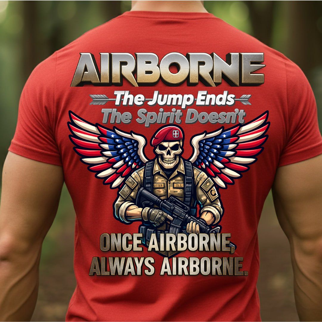 Airborne Veteran T-Shirt – Once Airborne Always Airborne – Military Paratrooper Pride Tee
