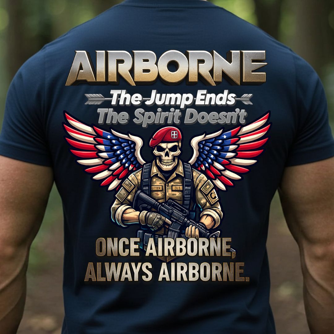 Airborne Veteran T-Shirt – Once Airborne Always Airborne – Military Paratrooper Pride Tee
