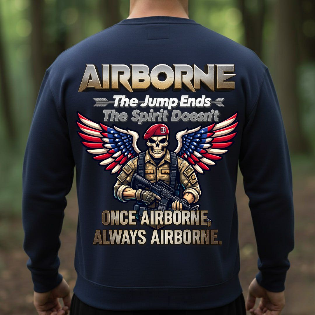 Airborne Veteran T-Shirt – Once Airborne Always Airborne – Military Paratrooper Pride Tee