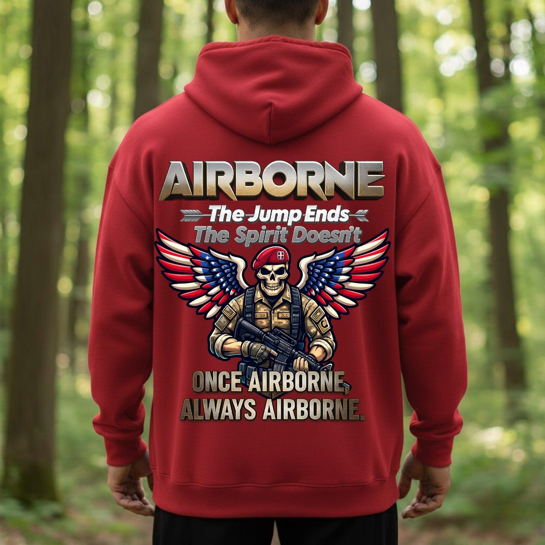 Airborne Veteran T-Shirt – Once Airborne Always Airborne – Military Paratrooper Pride Tee